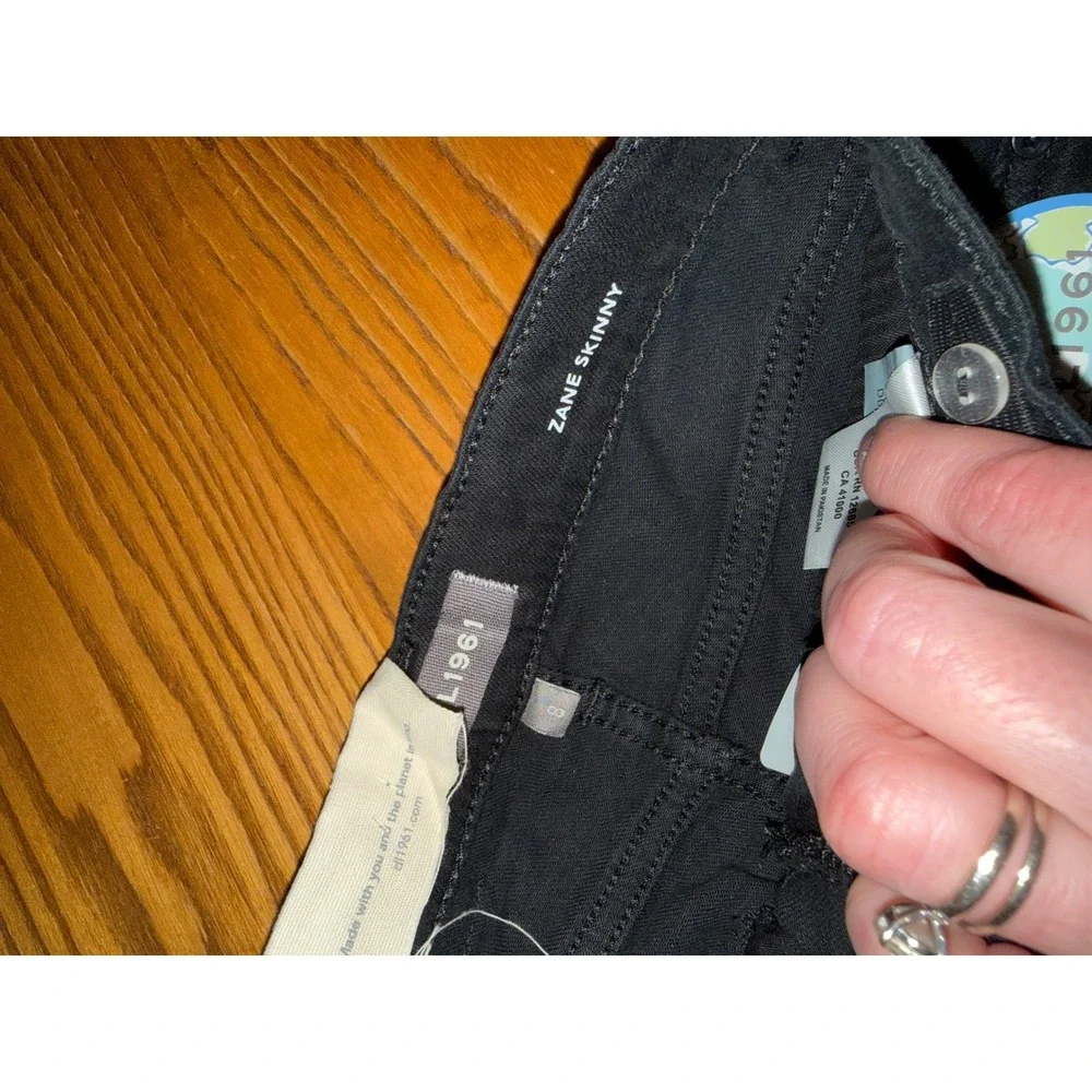 DL1961 Kids Girls Black Zane Skinny Jeans Size 8 Botanical Fibers Stretch‎